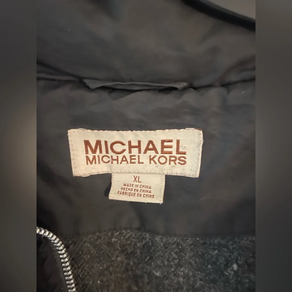 Michael Kors Black Long Quilted Puffer Coat with High Collar